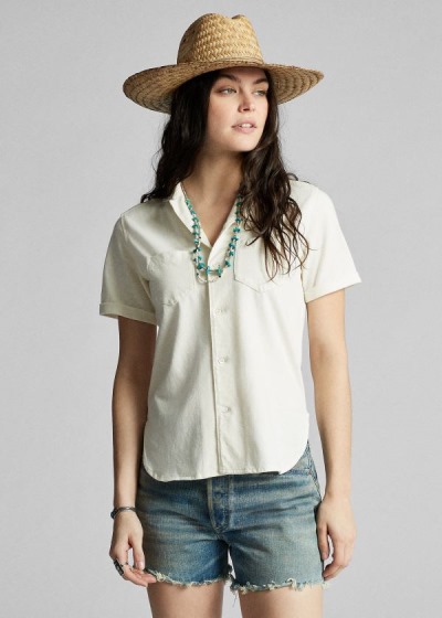 Women's Ralph Lauren Linen-Cotton Jersey Shirts | 390826KYX